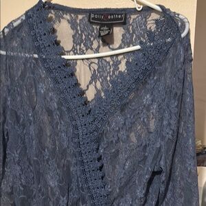Polly & Esther Blue Lace Top